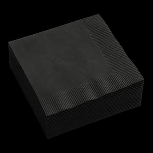 2 Ply Beverage Napkins, Black